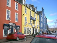 Close up of the painted houses
